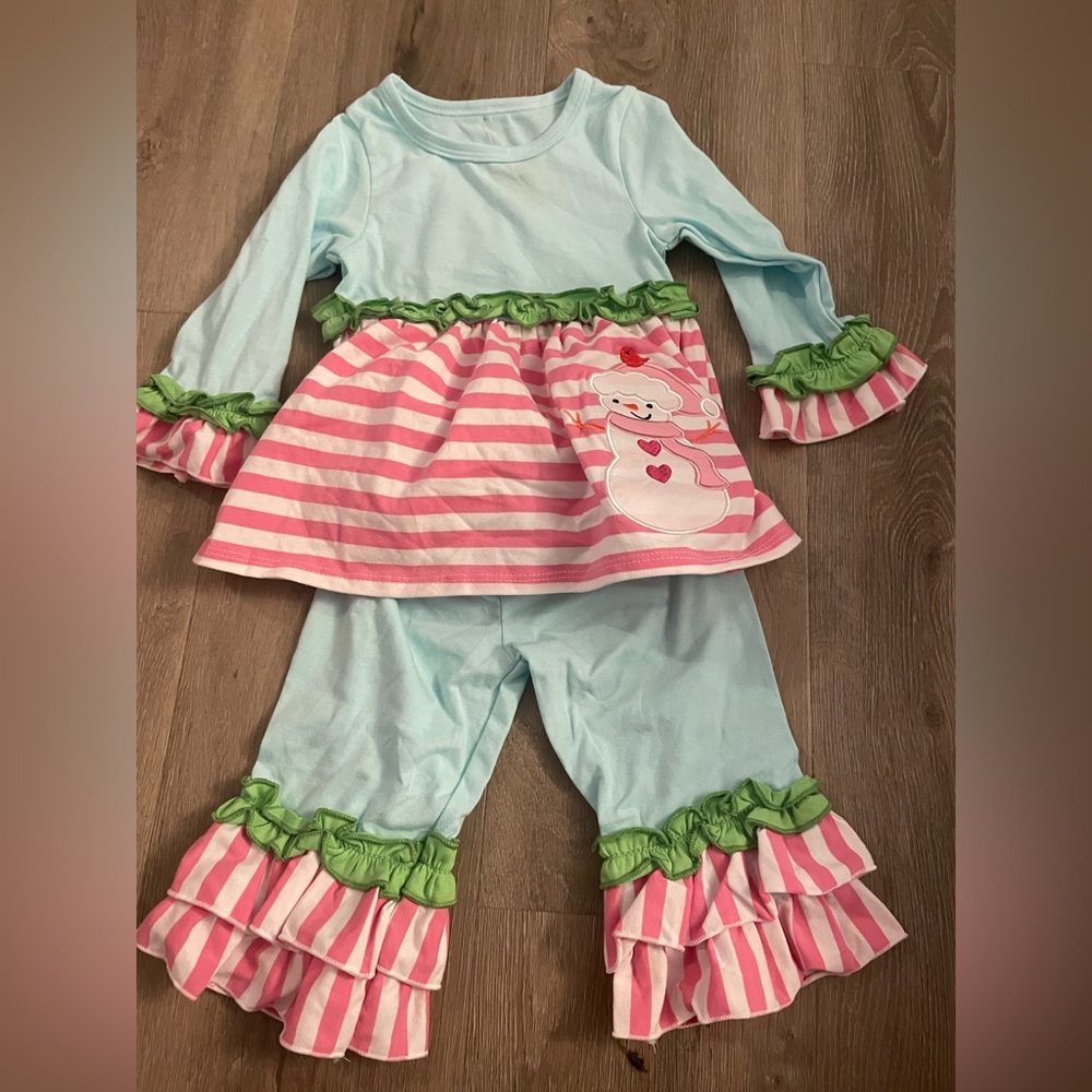 Girl’s 3-6 Month Boutique Snowman Outfit